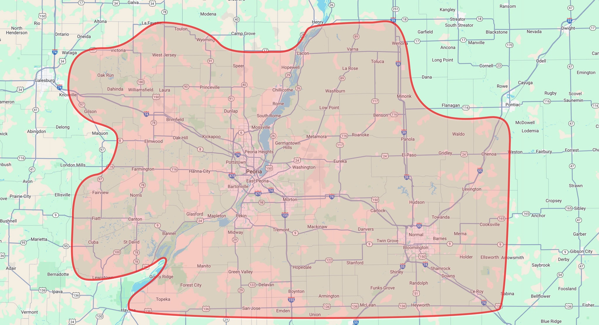 Garber Heating & Air Conditioning service area, covering Tazewell County, Illinois, and the surrounding areas.